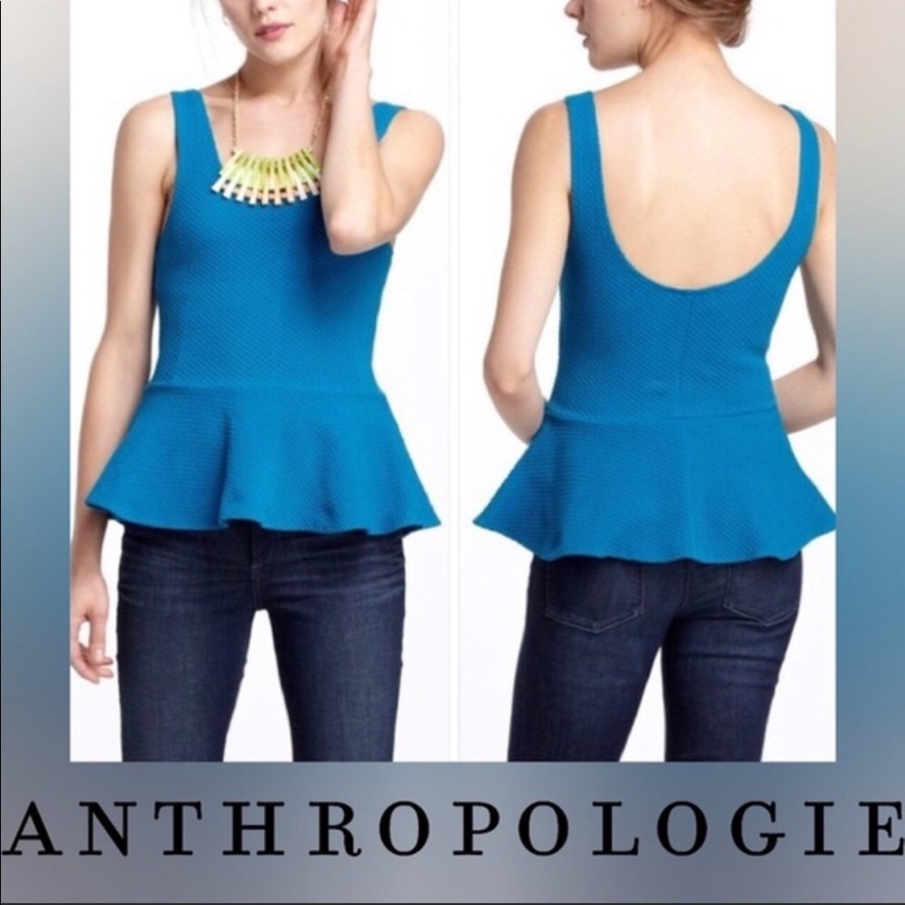 Anthropologie Ganni Royal blue peplum top